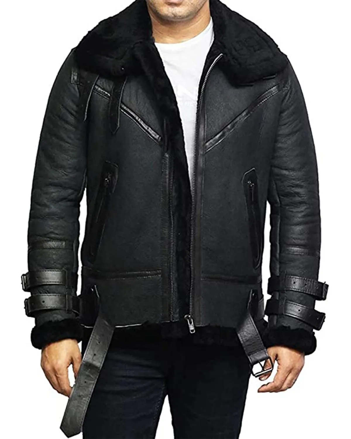 Ruby Mens Black Aviator Jacket