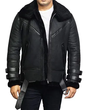 Ruby Mens Black Aviator Jacket
