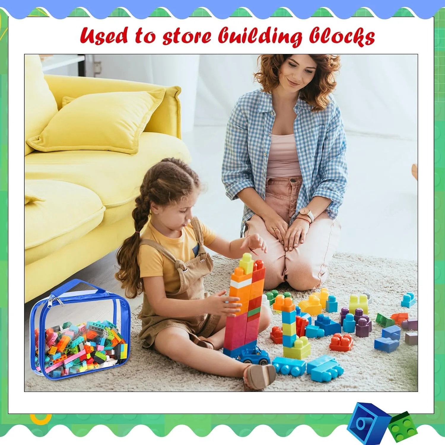 Sanwuta 3 Packs Toy Storage Bags with Zipper, Clear PVC Organizing Waterproof Toy Bags for Board Games, Building Blocks, and Kids Books(12.6 x 9 x 2.36 Inch,Red, Blue, Green)