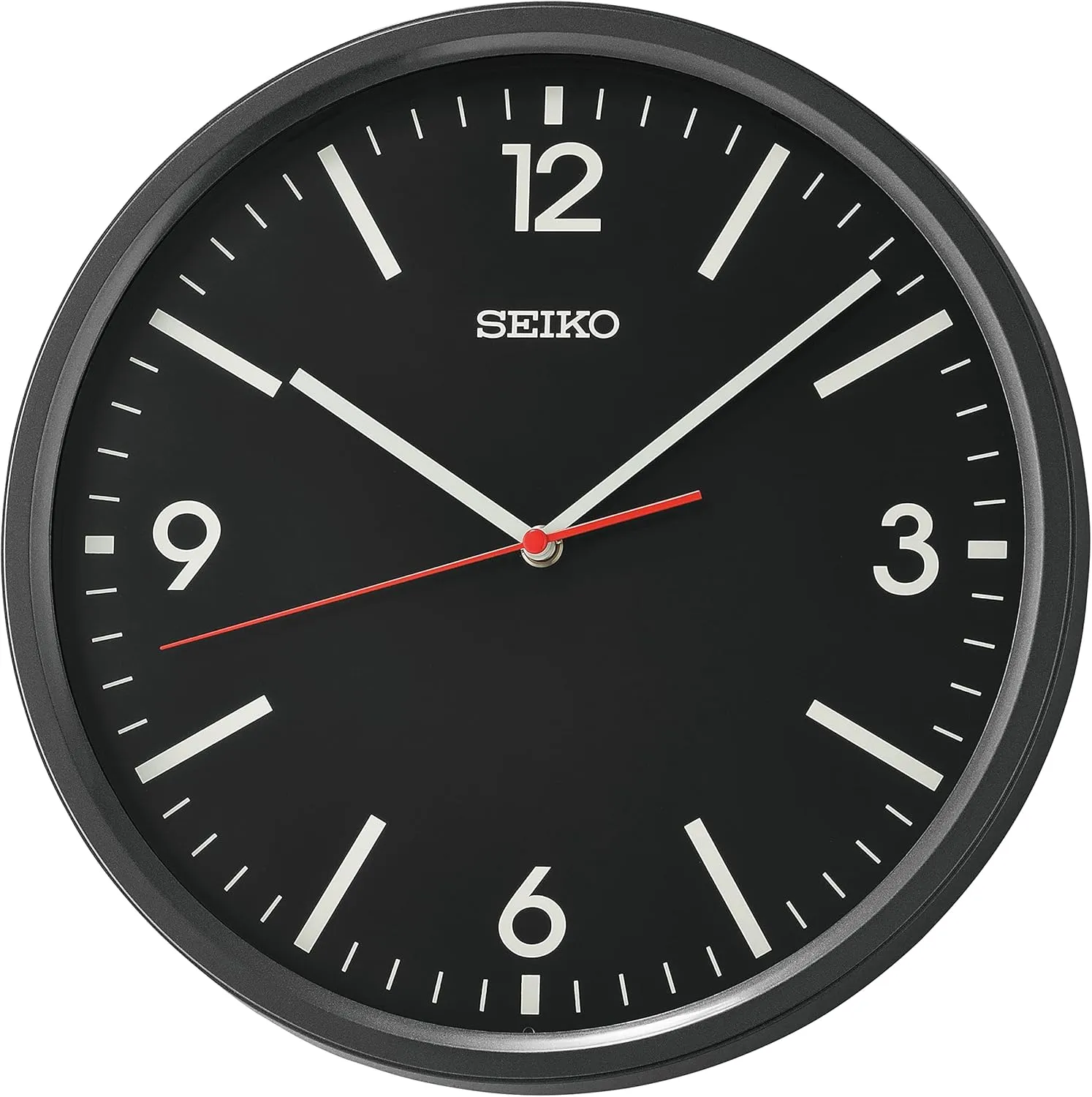 Seiko 12 Inch Sano Wall Clock, Metallic Black