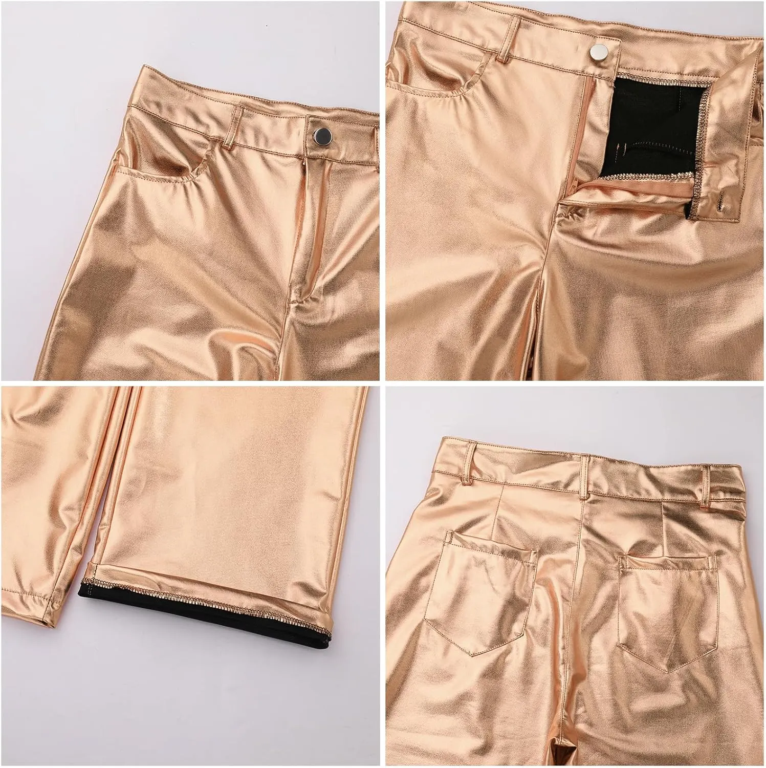 Shiny Metallic Women's Holographic Glitter Rave Dance Cropped Pants
