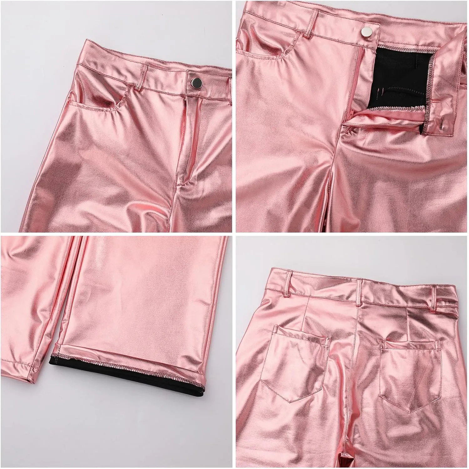 Shiny Metallic Women's Holographic Glitter Rave Dance Cropped Pants