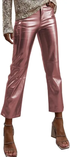 Shiny Metallic Women's Holographic Glitter Rave Dance Cropped Pants