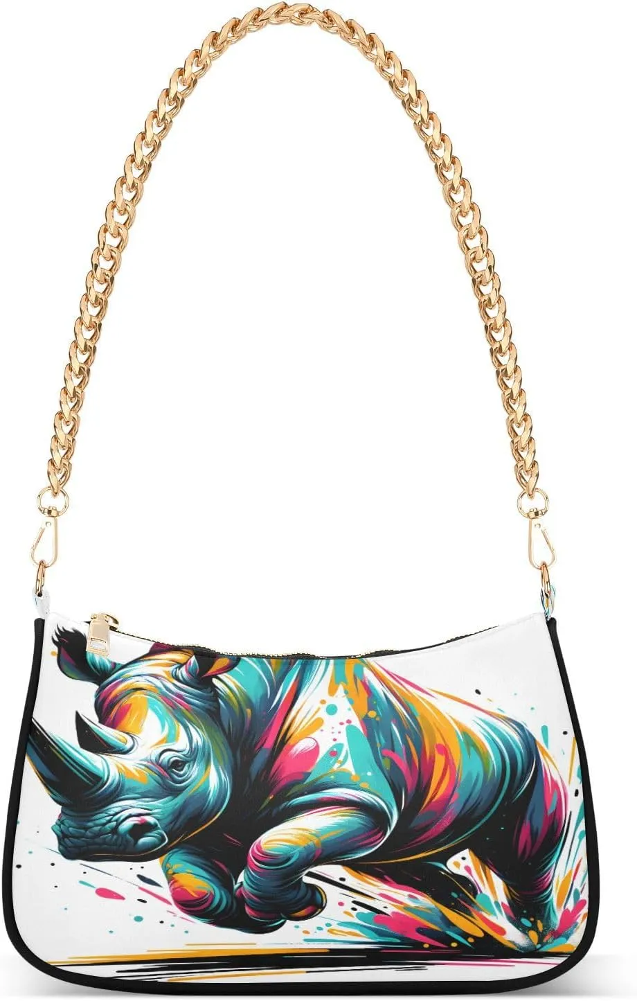 Shoulder Bags for Women Multi Colored Rhino Hobo Tote Handbag Small Clutch Purse with Zipper Closure