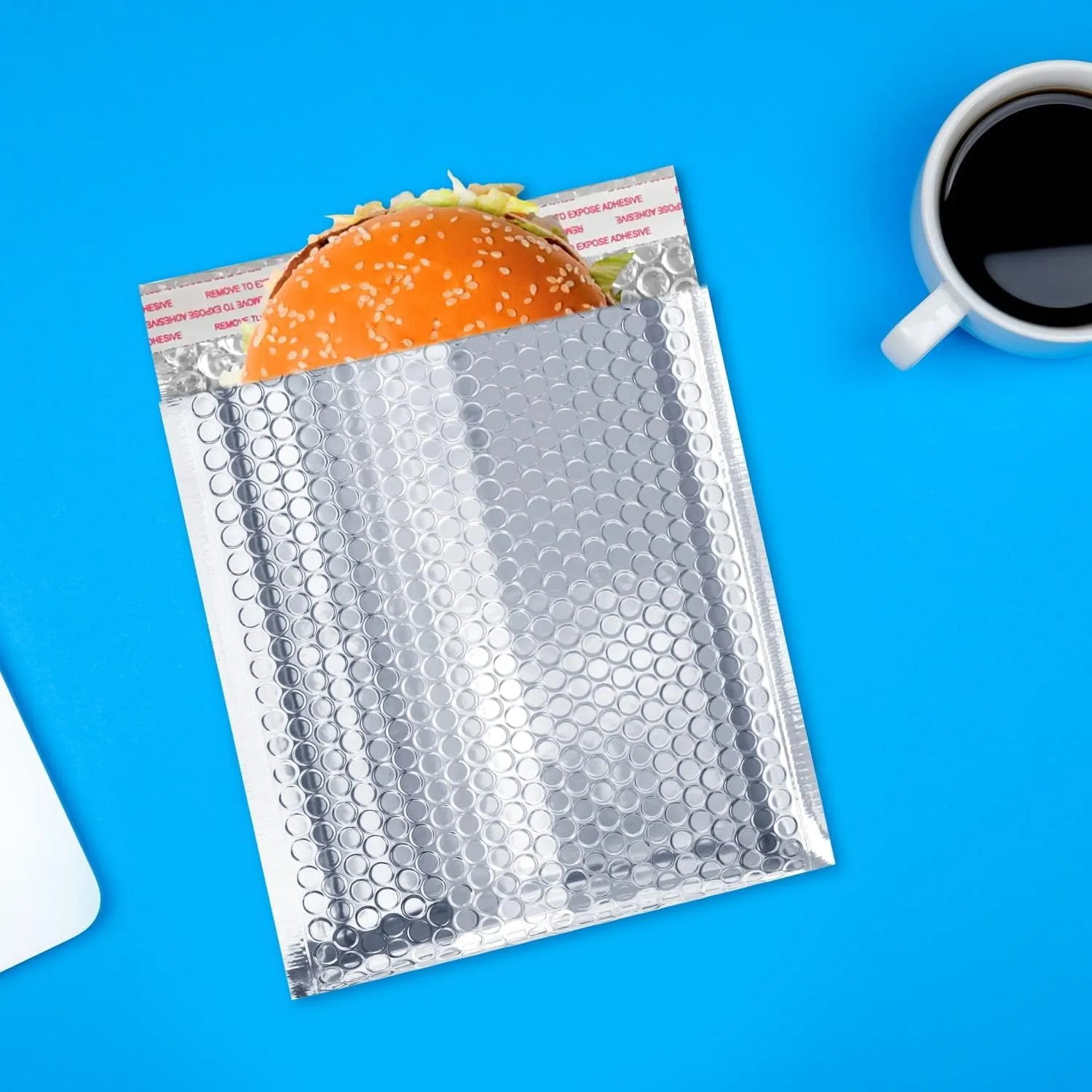 Silver Thermal Bubble Mailer, 5 x 9 Inches. 10 Pack Metallic Bubble Mailers. Self-Seal Metallic Bubble Envelope. Waterproof Insulated Shipping Envelopes for Food, Cosmetics