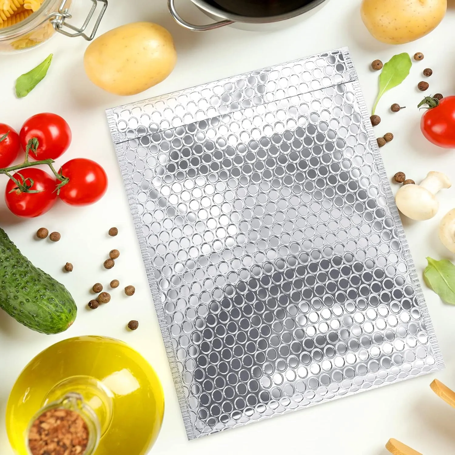 Silver Thermal Bubble Mailer, 5 x 9 Inches. 10 Pack Metallic Bubble Mailers. Self-Seal Metallic Bubble Envelope. Waterproof Insulated Shipping Envelopes for Food, Cosmetics