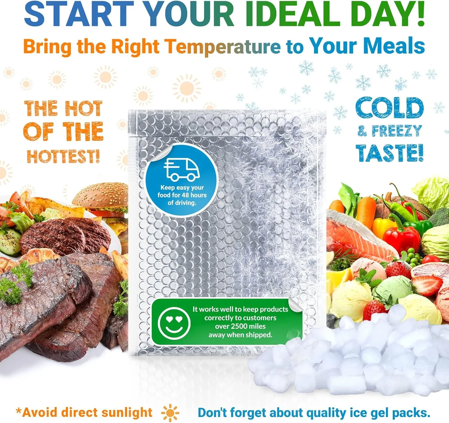 Silver Thermal Bubble Mailer, 5 x 9 Inches. 10 Pack Metallic Bubble Mailers. Self-Seal Metallic Bubble Envelope. Waterproof Insulated Shipping Envelopes for Food, Cosmetics