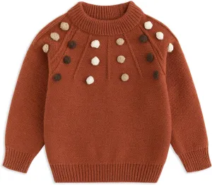 Simplee kids Baby Sweater with Bear in The Pocket Hand Crocheted Pullover Sweater Knit Toddler Clothes for Winter and Fall