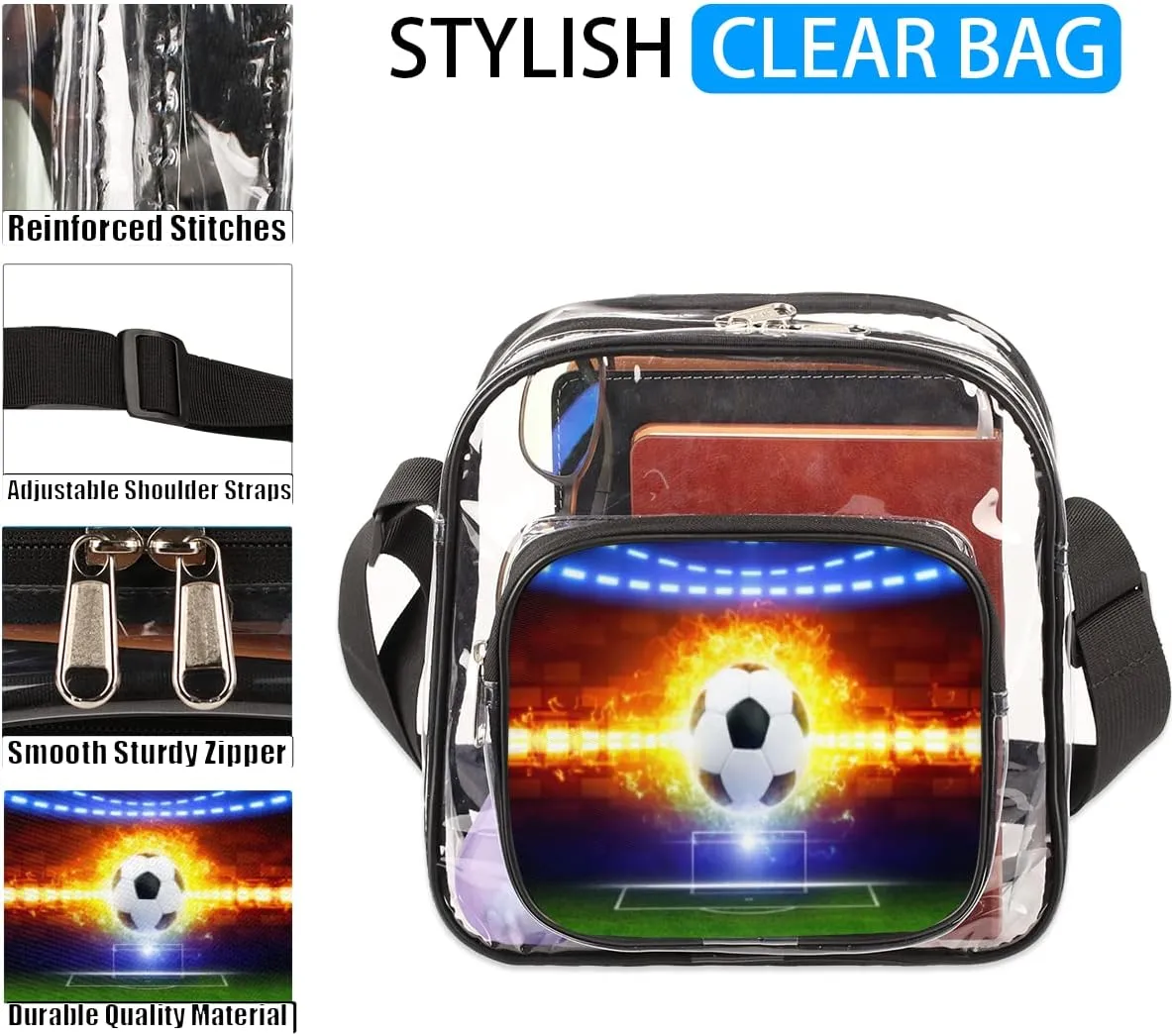 Snowman Christmas Winter Clear Crossbody Bag Clear Messenger Bag Shoulder Bags Clear Purse Stadium Approved