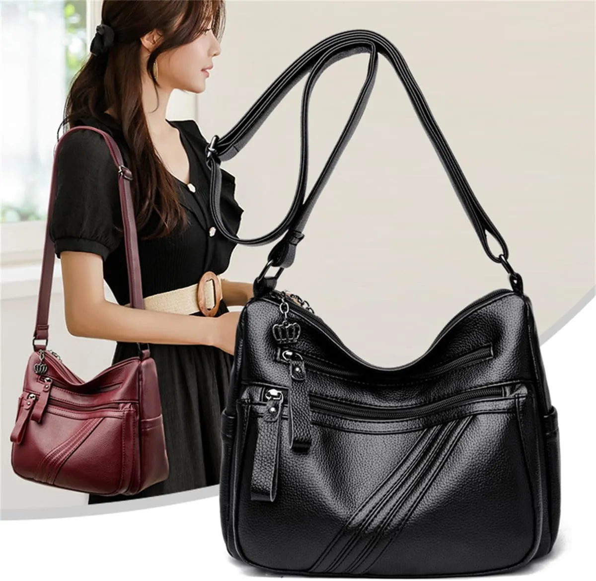 Soft Leather Crossbody Bags for Women Shoulder Bag Hobo Bags for Women with Adjustable Strap