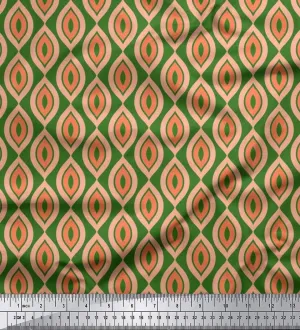 Soimoi Cotton Jersey Green Fabric - by The Yard - 58 Inch Wide - Ogee Geometric Textile - Elegant and Flowing Patterns for Apparel and Home Decor Printed Fabric