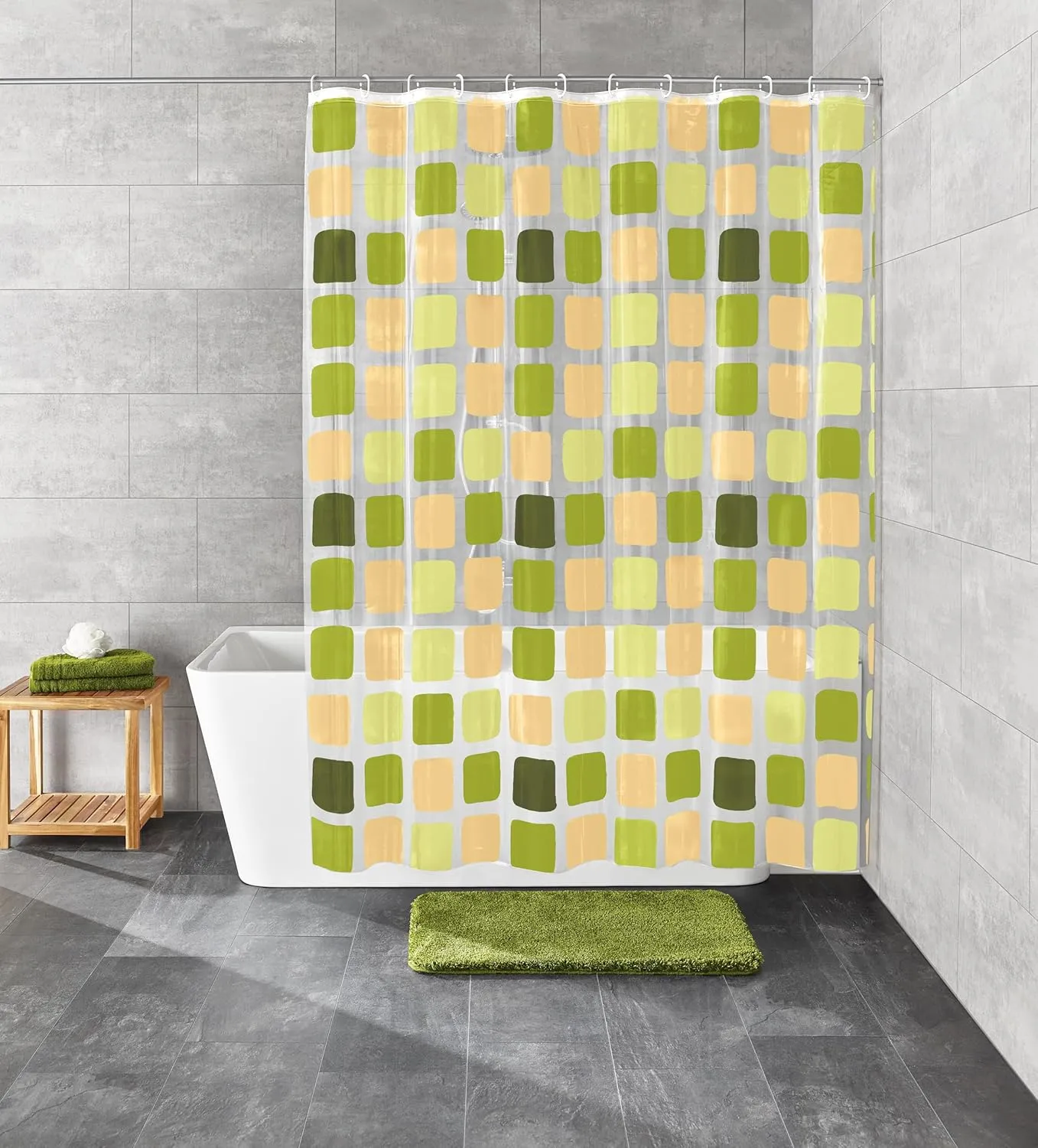 Sonny PVC Free 100% Peva Shower Curtain 70.9x78.7in [180x200cm] (Green)