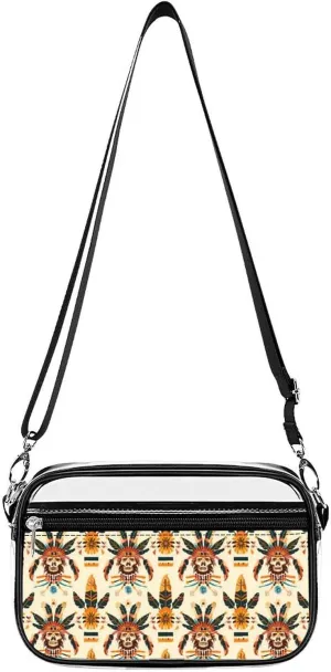 Southwestern Native U.S Pattern Clear Bag PVC Clear Crossbody Purse Bag Transparent Shoulder Handbag with Adjustable Strap