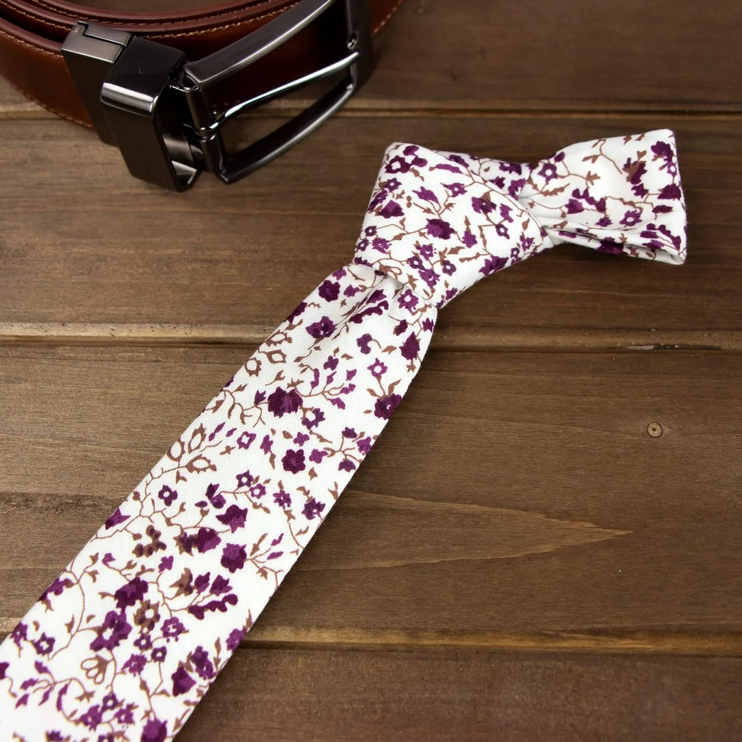 Spring Notion Men's Cotton Printed Floral Skinny Tie