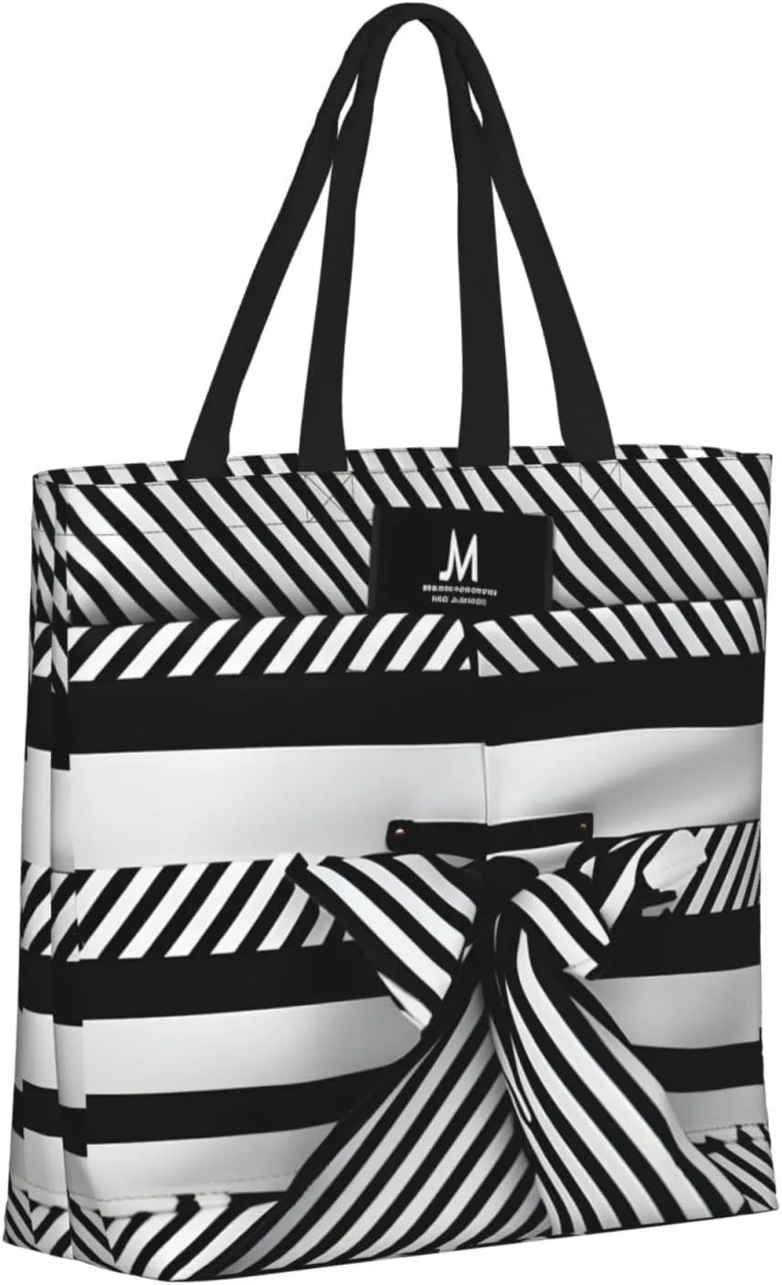 SSIMOO Colored Stripes Vertical Stylish Zipper Shopping Bags,Shoulder Bag,The Perfect Blend Of Style And Convenience