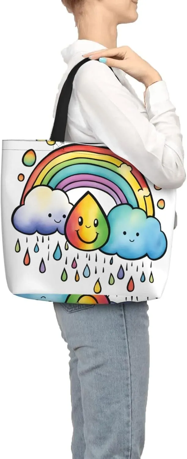 SSIMOO Colored Stripes Vertical Stylish Zipper Shopping Bags,Shoulder Bag,The Perfect Blend Of Style And Convenience