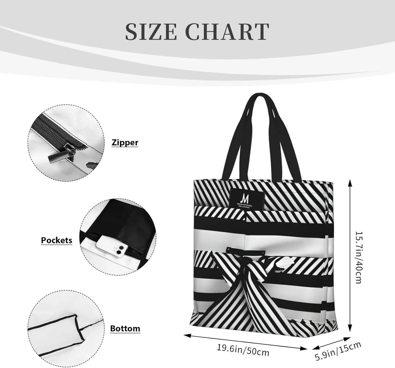 SSIMOO Colored Stripes Vertical Stylish Zipper Shopping Bags,Shoulder Bag,The Perfect Blend Of Style And Convenience