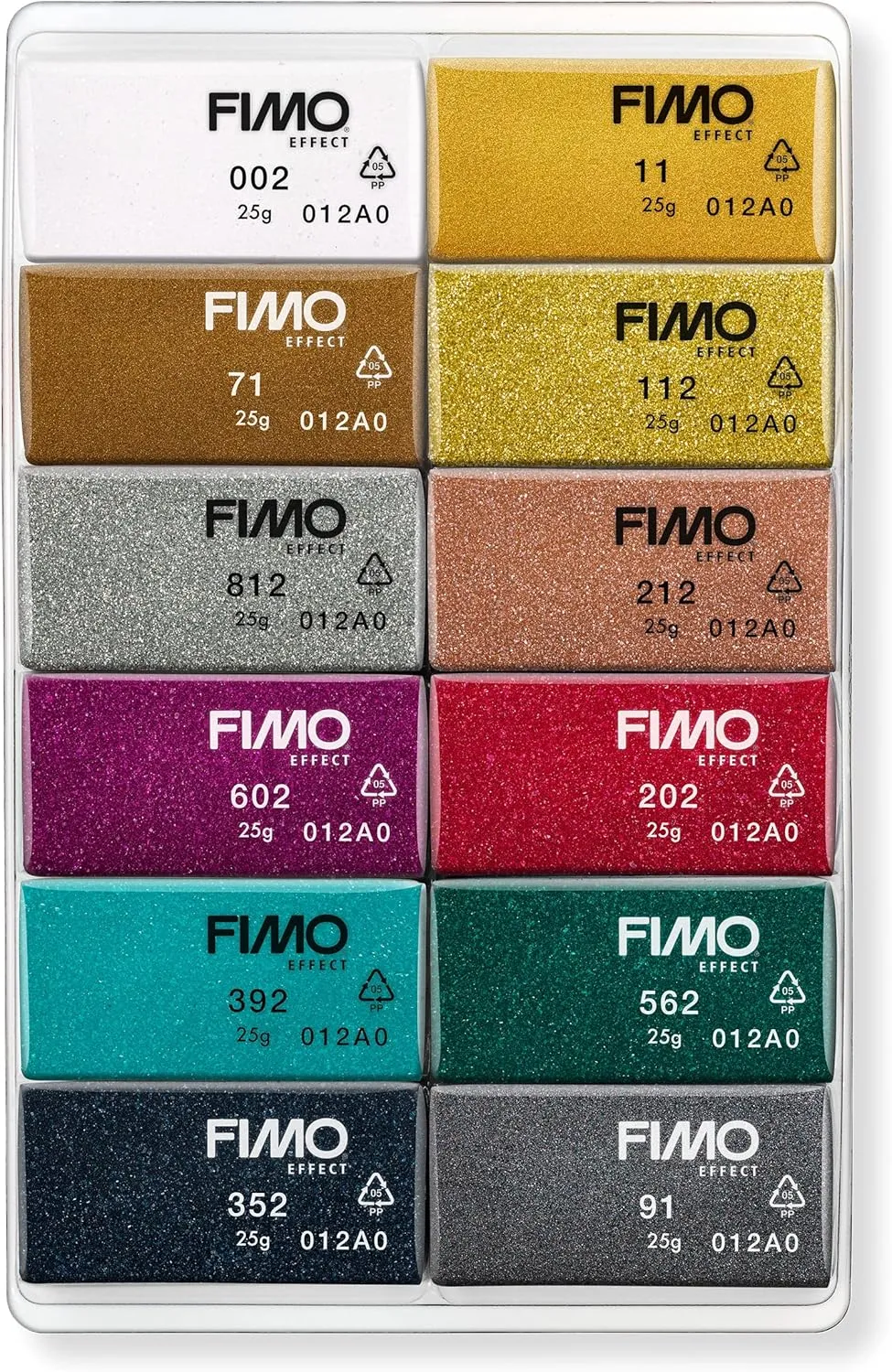 STAEDTLER 8013 C12-4 FIMO Effect Oven-Hardening Polymer Modelling Clay - Sparkle, Assorted Colours (Pack of 12 x 25g Half Blocks)