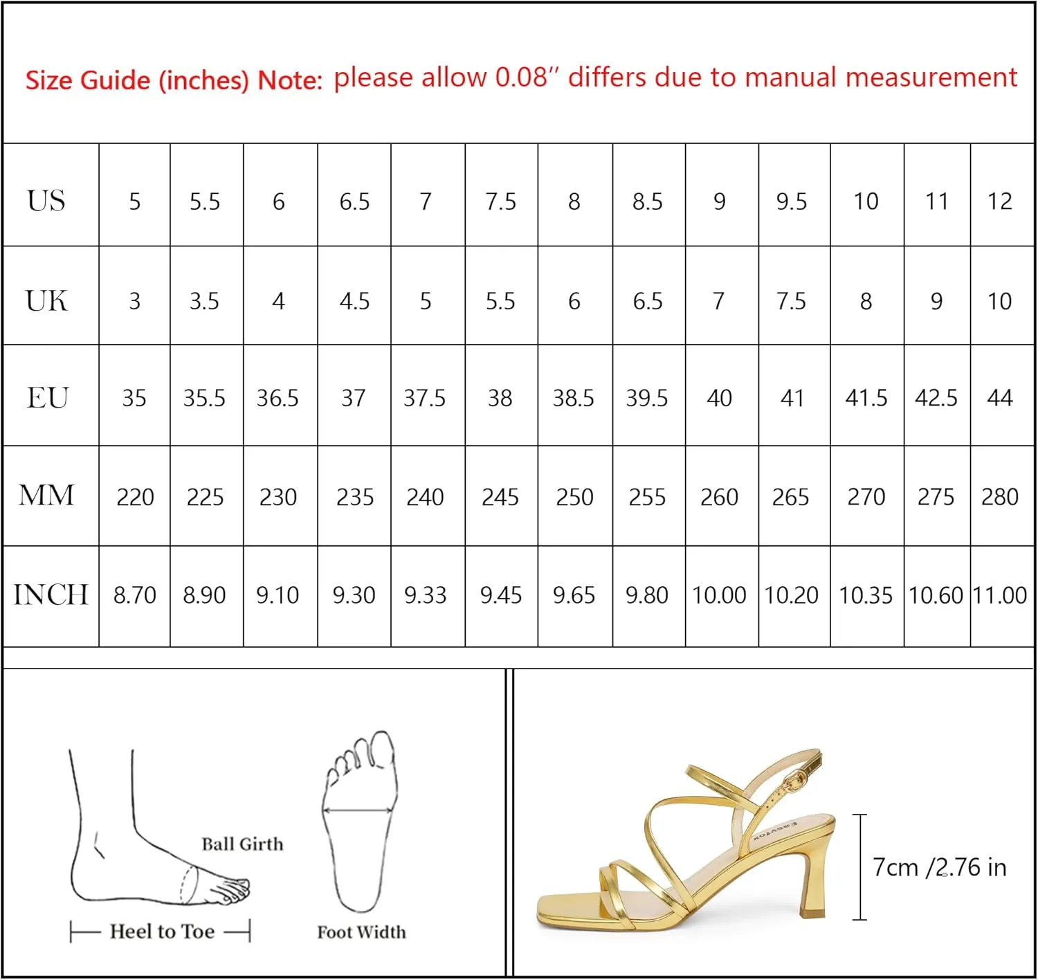 Strappy Heels for Women Square Open Toe 7cm/2.76" Heels Dressy Heeled Sandals