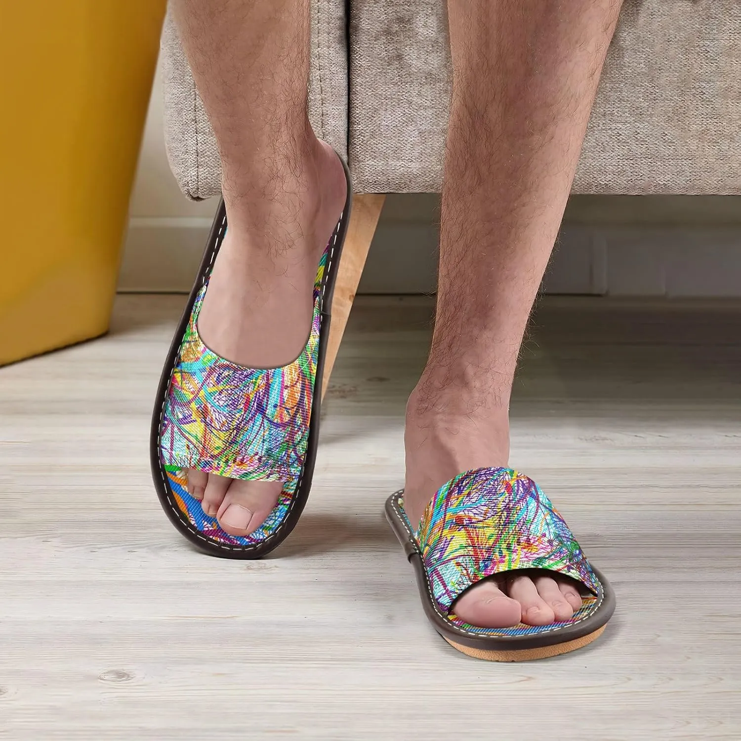 susiyo Slippers for Women Men Abstract Colored Seamless Summer House Slippers