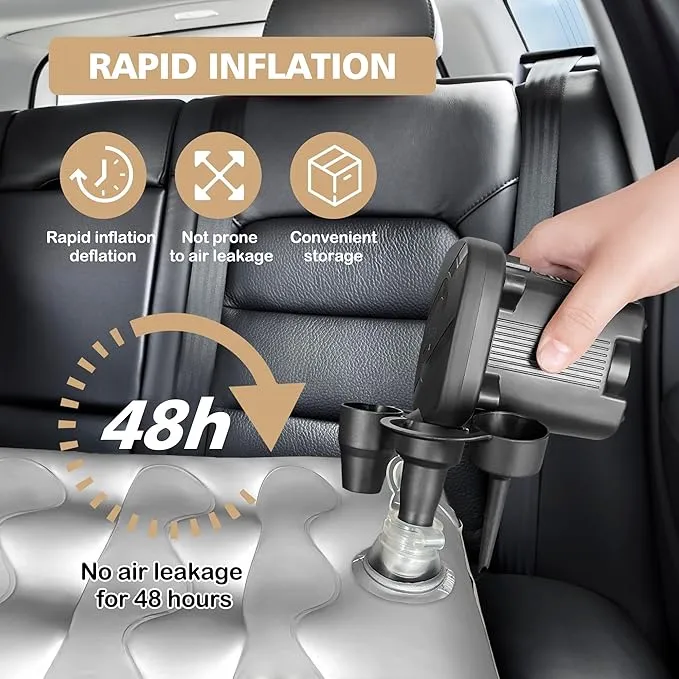 SUV Air Mattress - Thickened and Double Car Air Mattress Sided Flocking Travel Inflatable Car Mattress Bed with Electric Air Pump and 2 Pillows, Car Sleeping Bed for Home Outdoor and Travel (GERY)
