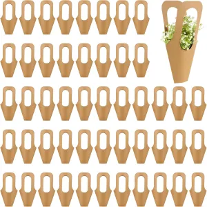 SynHHergyx 54 Pcs Kraft Paper Flowers Gift Bags Flower Wrapping Paper Bouquet Hanging Bouquet Flower Paper Bags for Home Decoration Bridal Shower Wedding Birthday
