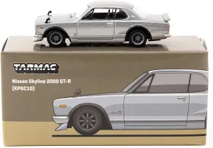 Tarmac Works Skyline 2000 GT-R (KPGC10) RHD (Right Hand Drive) Silver Metallic Global64 Series 1/64 Diecast Model Car T64G-043-SL