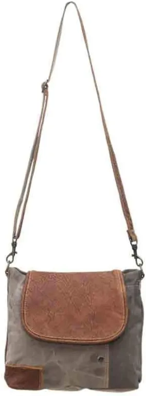 The Flap-Over Upcycled Canvas and Genuine Leather Crossbody Bag