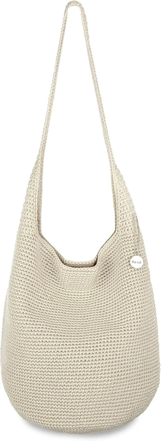 The Sak 120 Hobo Bag in Crochet - Large Women's Purse & Shoulder Bag for Everyday Travel - Durable Handbag With Back Zipper Pocket and Magnetic Snap Closure - Crochet/Natural