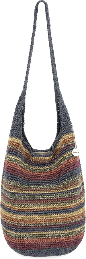 The Sak 120 Hobo Bag in Crochet - Large Women's Purse & Shoulder Bag for Everyday Travel - Durable Handbag With Back Zipper Pocket and Magnetic Snap Closure - Crochet/Woodland Stripe