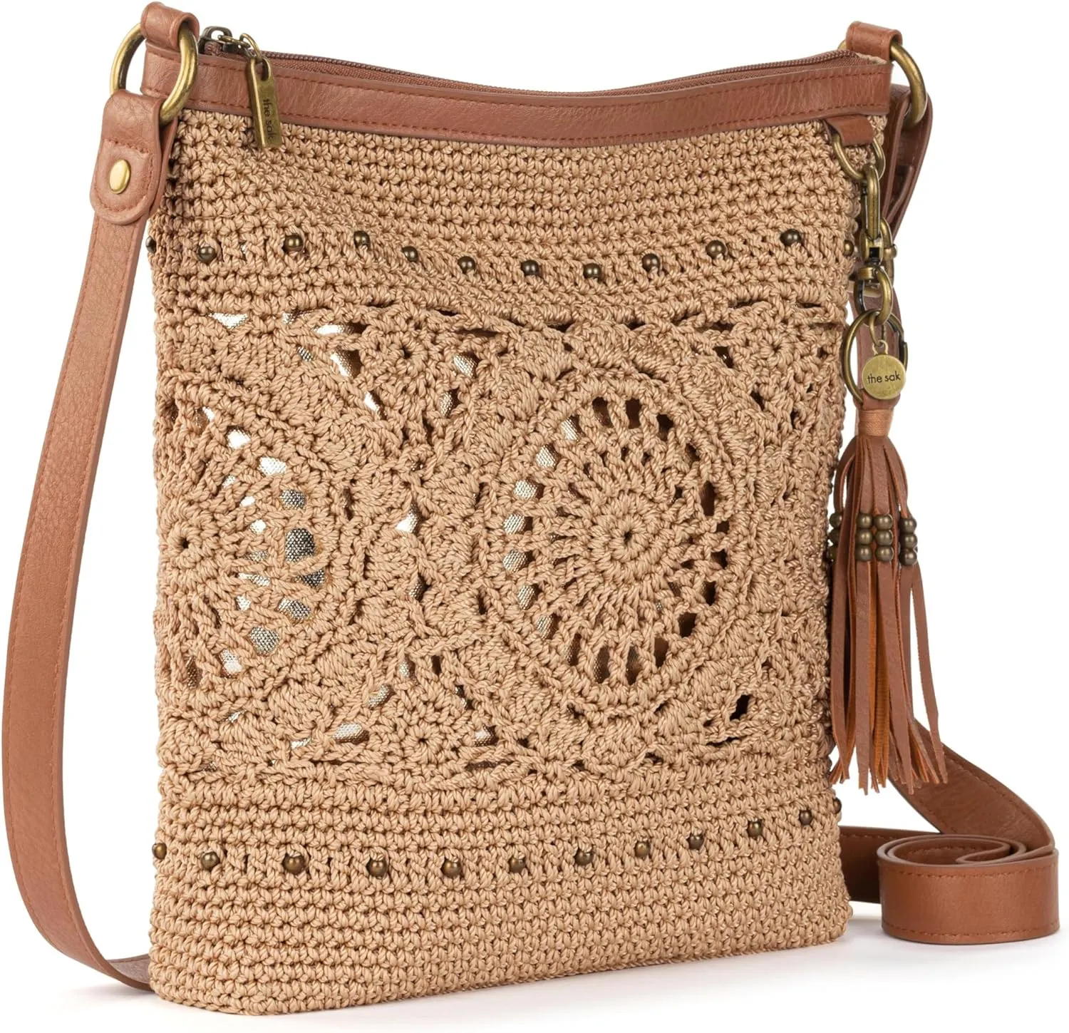 The Sak Lucia Crossbody Purse - Hand Crochet Women's Handbag for Everyday & Travel - Cross Body Bag With Zipper Pockets