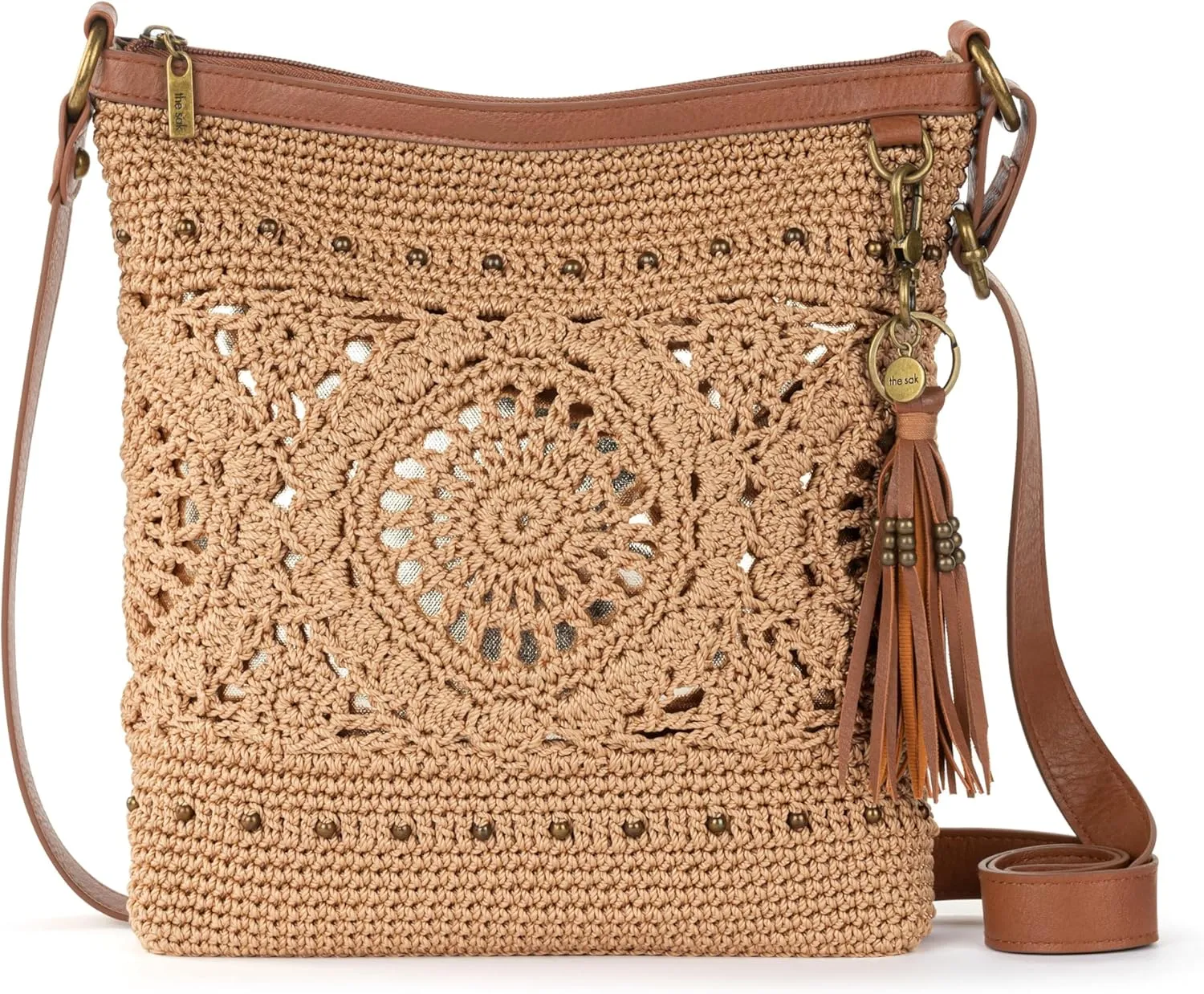The Sak Lucia Crossbody Purse - Hand Crochet Women's Handbag for Everyday & Travel - Cross Body Bag With Zipper Pockets