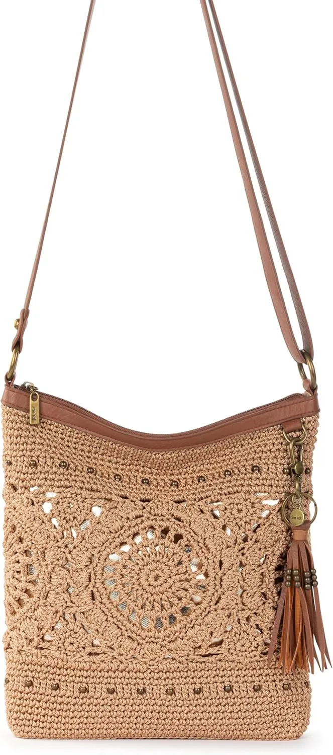 The Sak Lucia Crossbody Purse - Hand Crochet Women's Handbag for Everyday & Travel - Cross Body Bag With Zipper Pockets