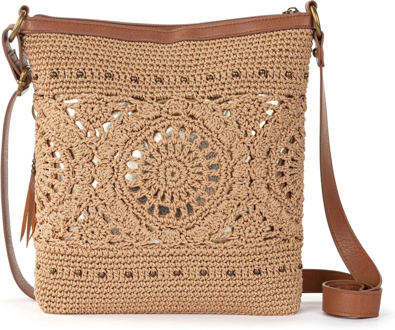 The Sak Lucia Crossbody Purse - Hand Crochet Women's Handbag for Everyday & Travel - Cross Body Bag With Zipper Pockets