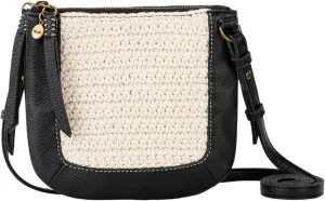 The Sak Paloma Double Crossbody in Leather and Crochet, Adjustable Crossbody Strap, Black