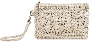 The Sak Vita Small Crochet Wristlet Purse - Hand Crochet Women's Clutch for Everyday & Travel - Mini Handbag With Card Slots, Zipper Closure & Pockets - Natural Medallion