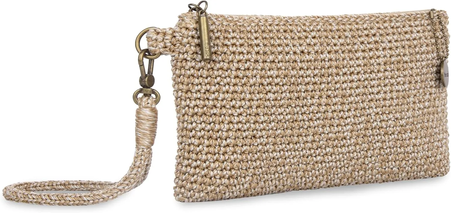 The Sak Vita Wristlet Purse - Small Hand Crochet Women's Clutch for Everyday & Travel - Mini Handbag With Card Slots & Zipper