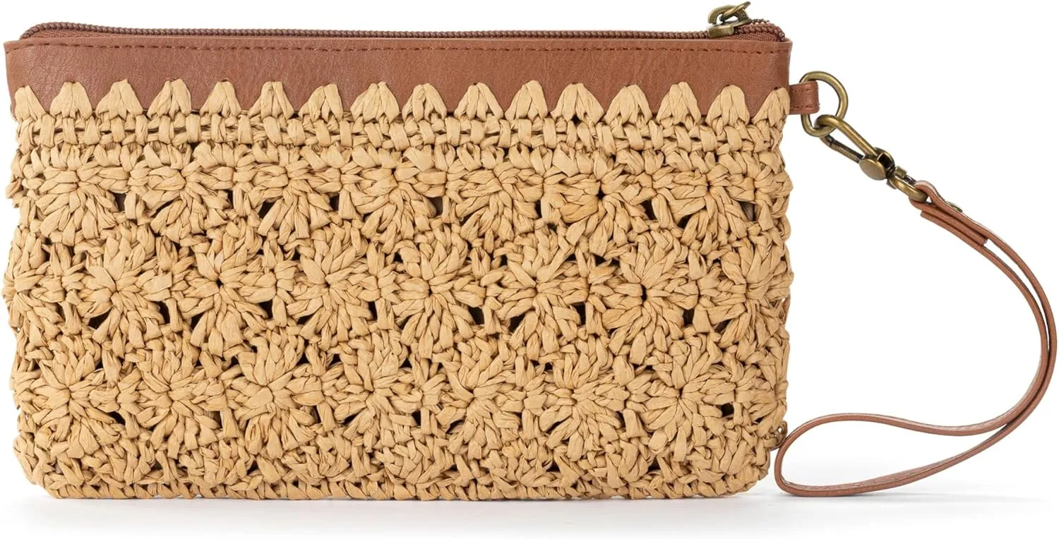 The Sak Vita Wristlet Purse - Small Hand Crochet Women's Clutch for Everyday & Travel - Mini Handbag With Card Slots & Zipper