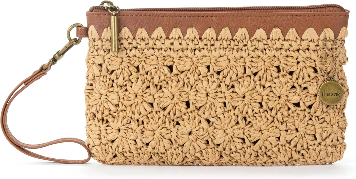 The Sak Vita Wristlet Purse - Small Hand Crochet Women's Clutch for Everyday & Travel - Mini Handbag With Card Slots & Zipper