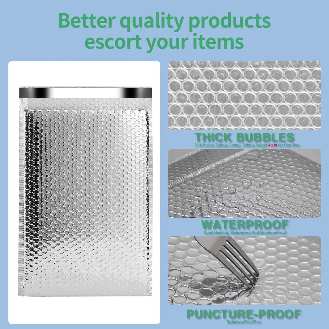 Thermal Bubble Mailer 11 x 15 Inch,Pack of 10 Self Seal Cool Bubble Mailers,Insulated Mailers for Cold Shipping,Foil Mailing Envelopes,Insulated Shipping Bags for Food, Perishables, Cosmetics