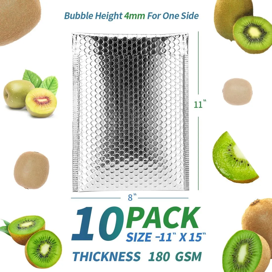 Thermal Bubble Mailer 11 x 15 Inch,Pack of 10 Self Seal Cool Bubble Mailers,Insulated Mailers for Cold Shipping,Foil Mailing Envelopes,Insulated Shipping Bags for Food, Perishables, Cosmetics