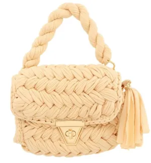 Tiered Monogram Raffia Bag with Tassel