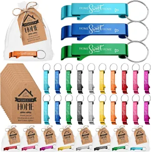 Tondiamo 20 Sets Estate Agent Gifts for Clients 20 Home Sweet Bottle Opener Keychains New Home Keychain 20 Thank You Cards and Organza Bags Real Estate Agent Supplies Closing Gifts for Buyers