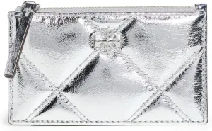 Tory Burch Women's Kira Metallic Diamond Quilt Zip Card Case