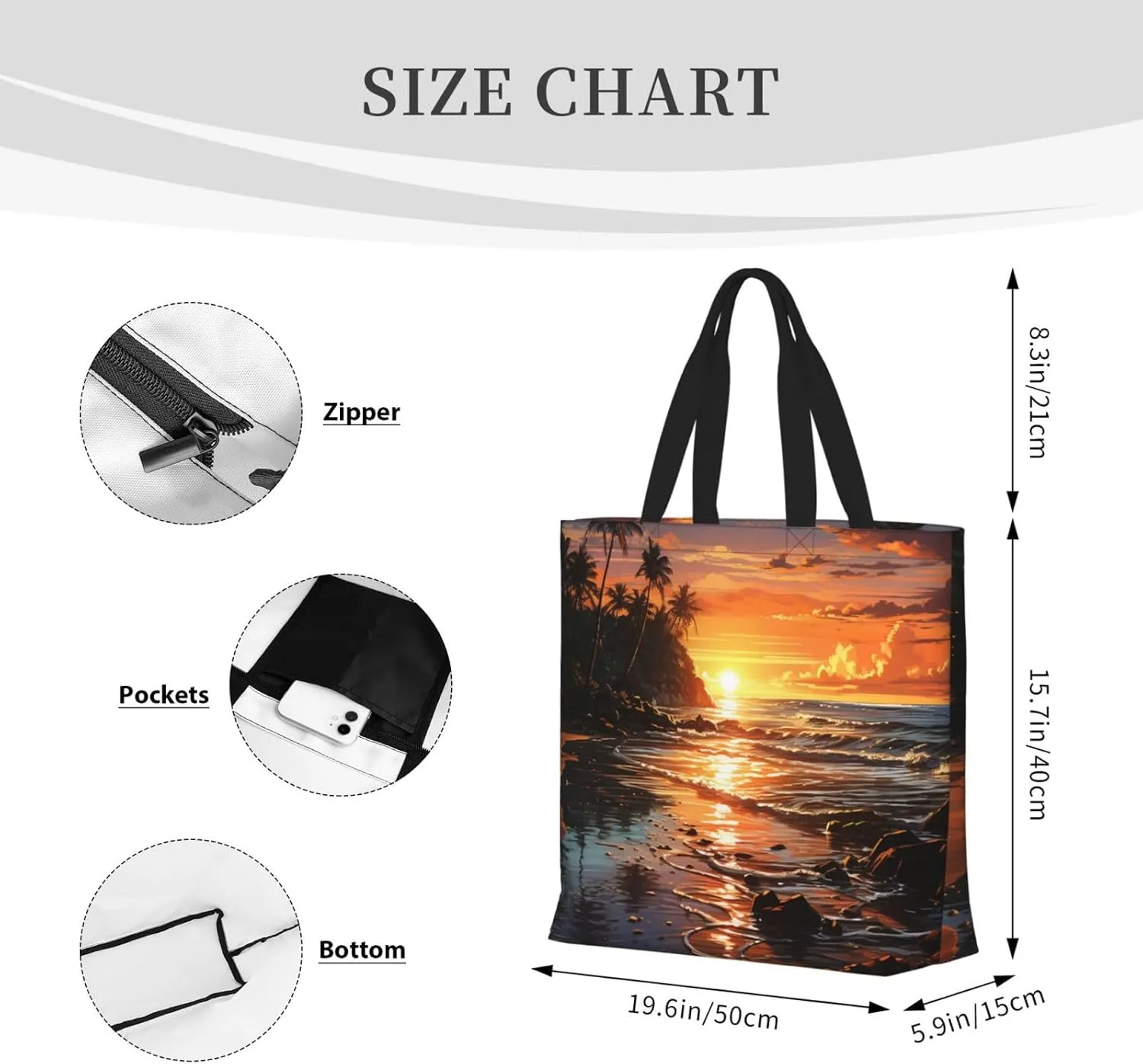 Tote Bag Large Capacity Grocery Bag With Zipper Complex geometric designs Shopping Bag Shoulder Bag for Women