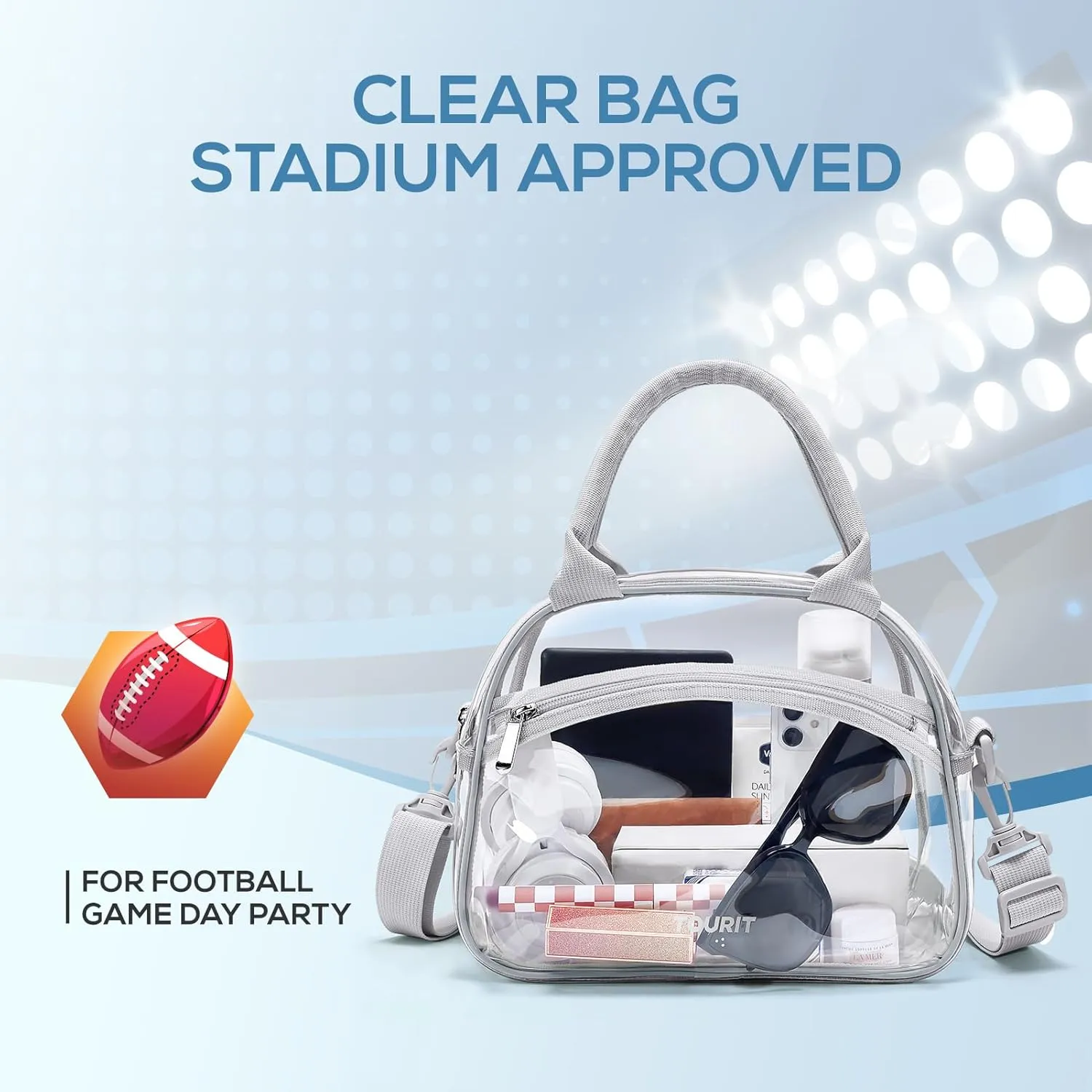 TOURIT Stadium Approved Clear Lunch Bag Transparent Bag with Adjustable Strap Clear Lunch Box for Women Men Work