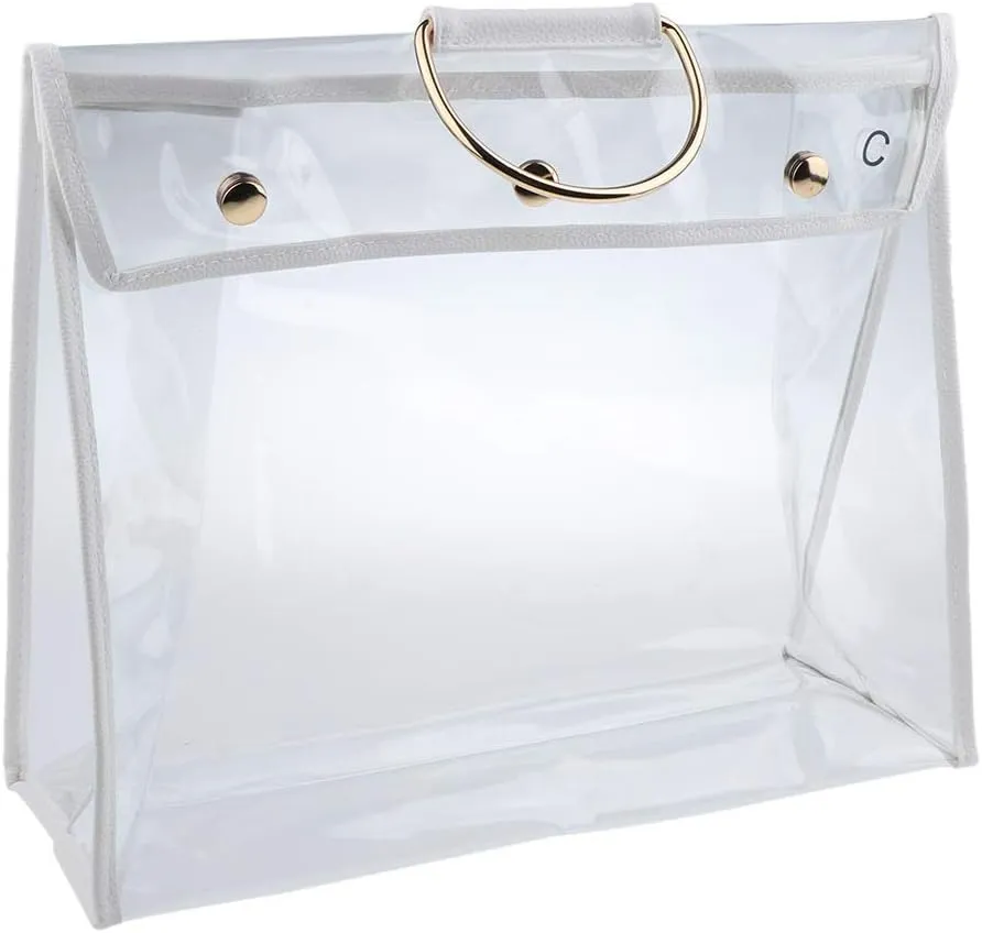Transparent Dust Bag Clear Purse Organizer Dustproof Handbag Wardrobe Hook Holder (5.9’’15.4’’13’’)