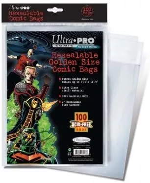 Ultra Pro Resealable Comic Bags (Bag of 100) Golden Age Size