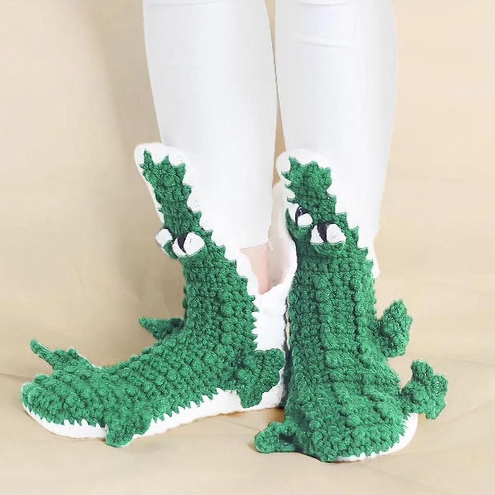 Unisex Novelty Shark Crocodile Shape Knit Socks - Winter Home Warm Floor Socks