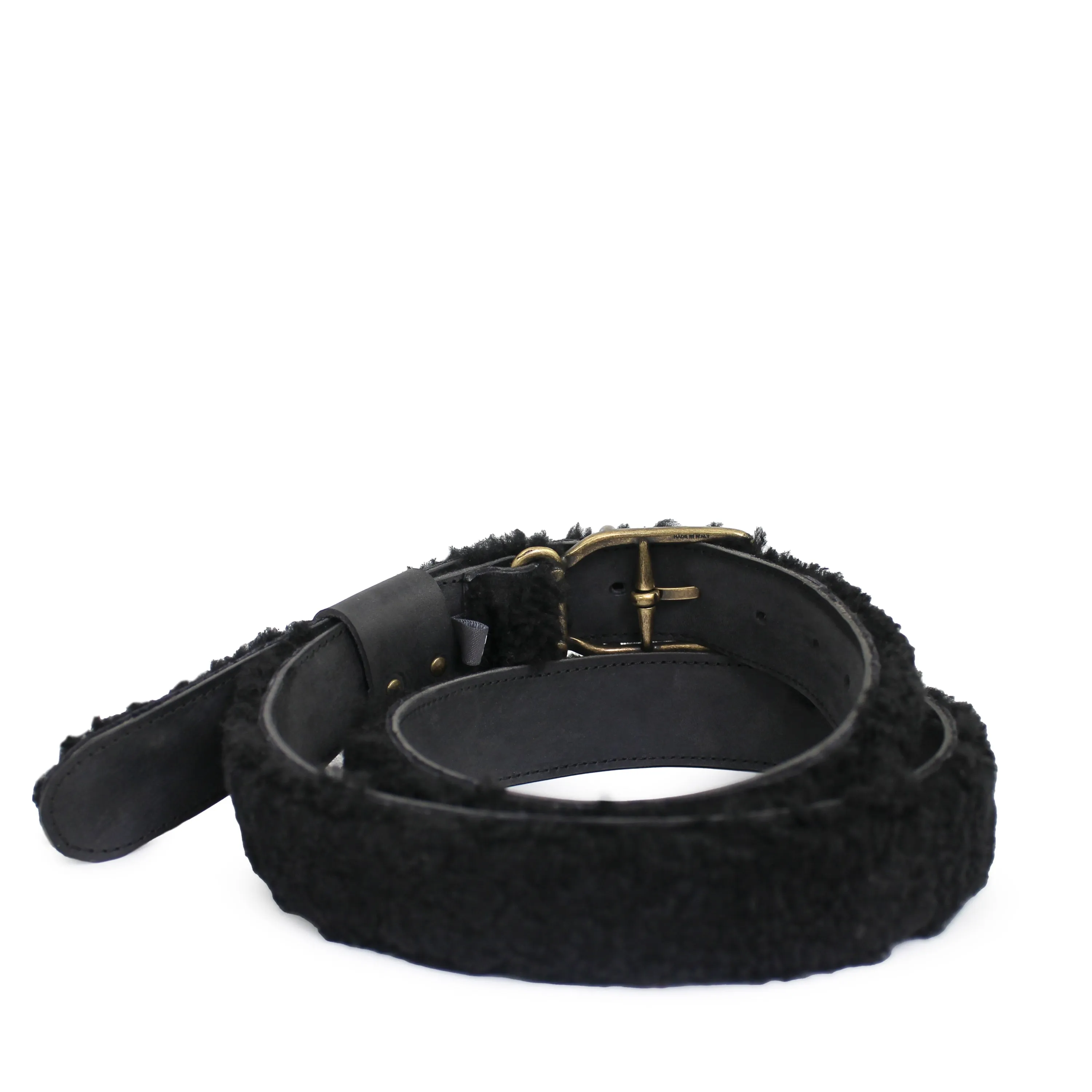 UNISEX SHEARLING BELT   Nero